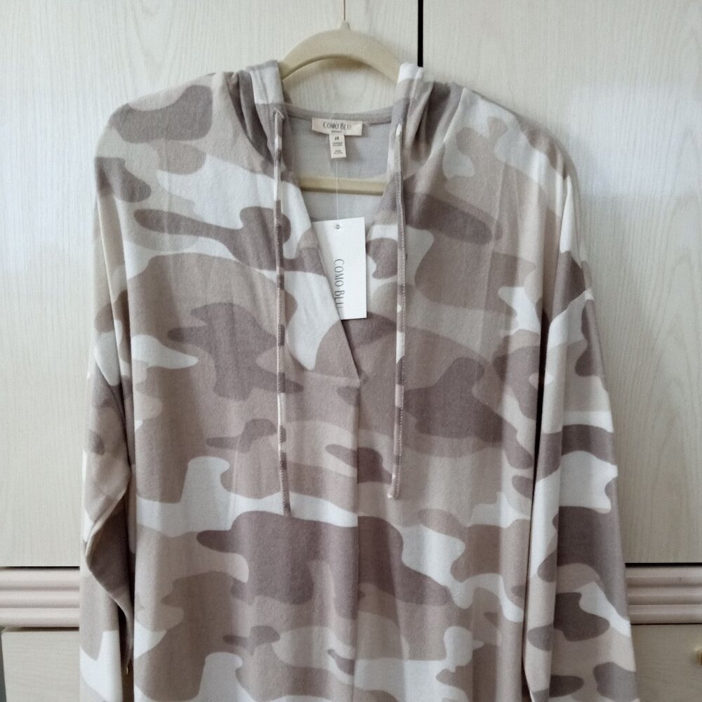 Como Blu PLUS Women's Camo Print Long Sleeve Pullover Hoodie SIZE 2X